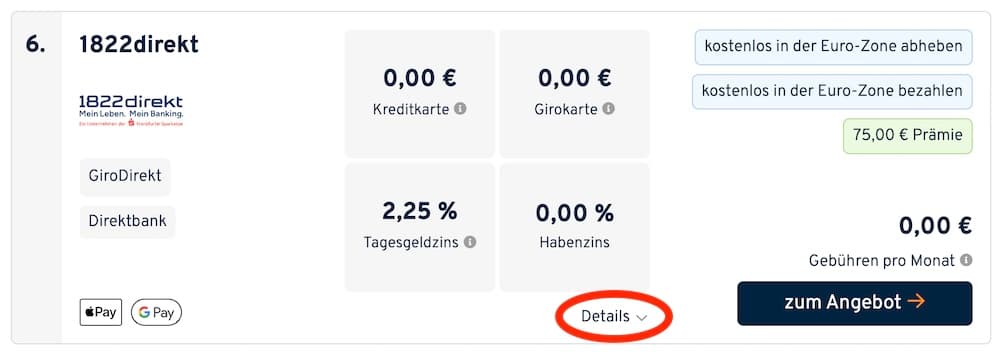 Screenshot für Angebot finden