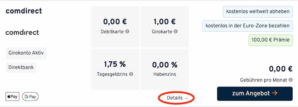 Screenshot für Angebot finden